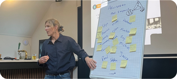 Docent tijdens een lesdag van Business Control. Een van de drie modules van Business Controller HOFAM.